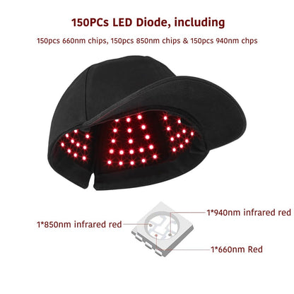 Red light therapy hat for healthy hair treatment